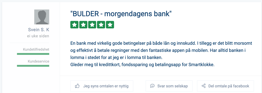 God tilbakemelding fra kunde på bytt.no