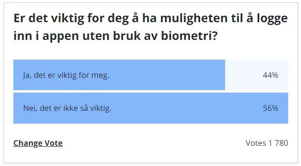 Bilde av resultater fra kundeundersøkelse på om biometri er viktig