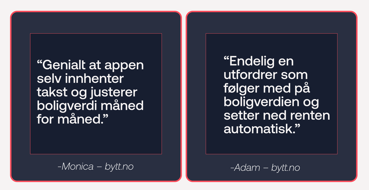 Tilbakemeldinger fra kunder på bytt.no
