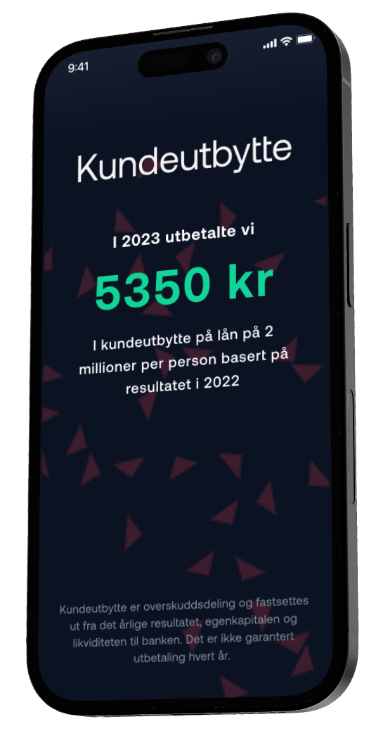 Bilde av mobil som viser informasjon om kundeutbytte 2022