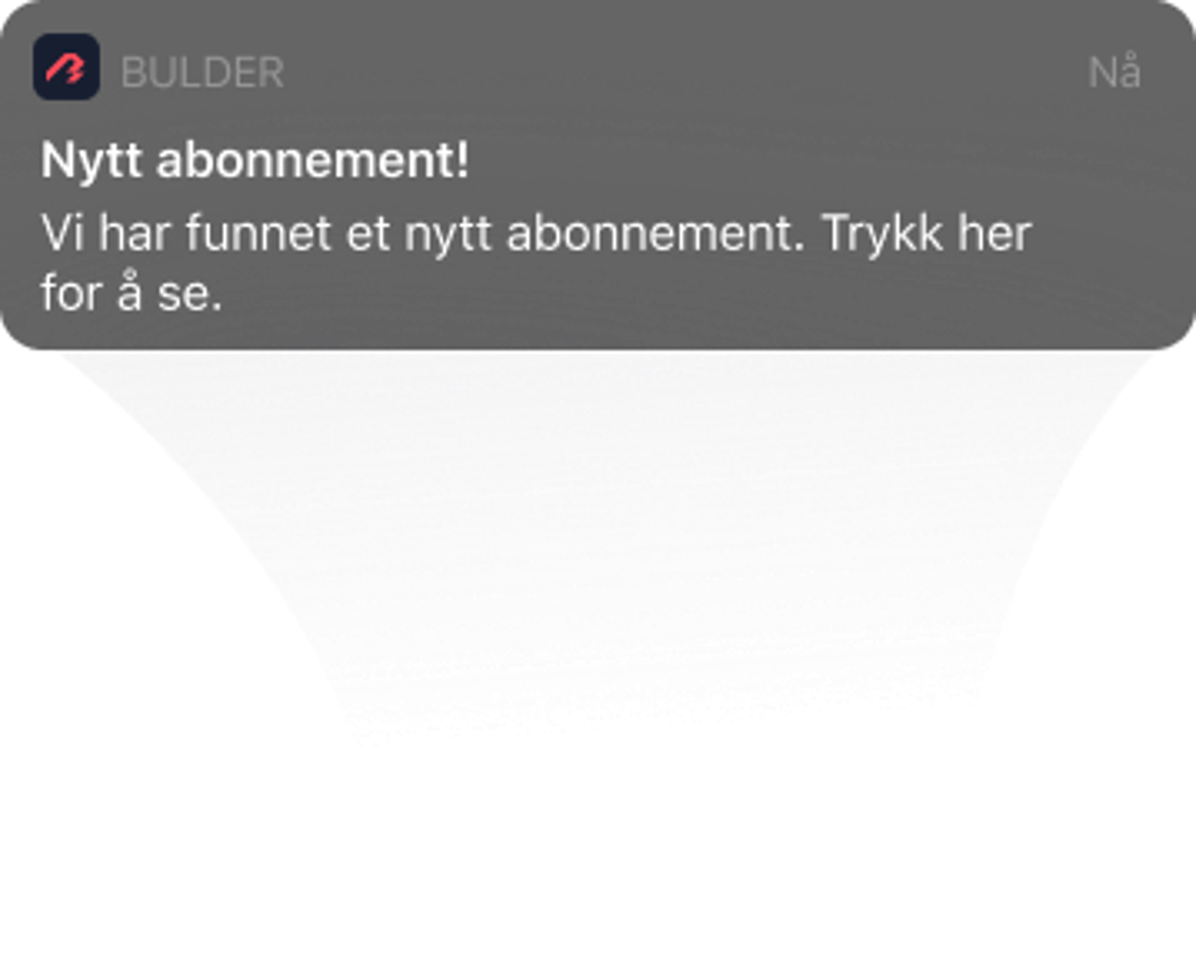 Bilde av push melding om funn av abonnement