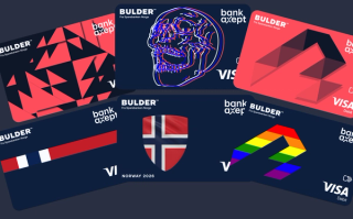 Bilde av 6 "digital skins", alternative design for kort i apple wallet og google wallet