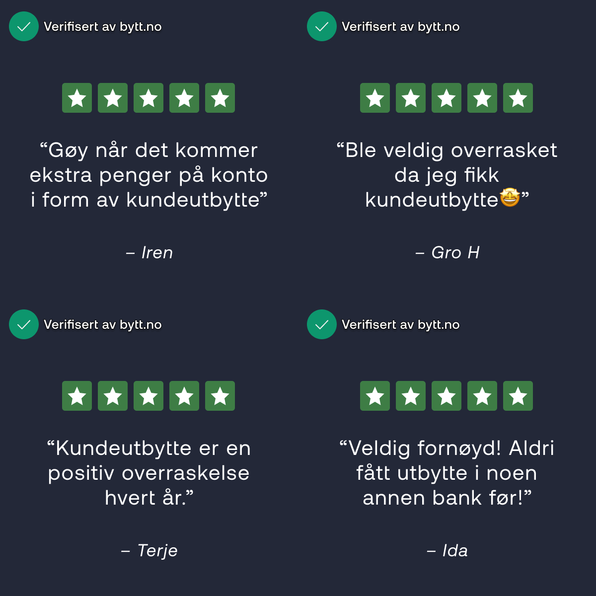 Kundeomtaler av kundeutbytte i Bulder