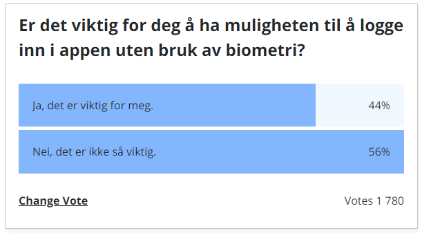 Bulder-kundene stemte over alternativ innloggingsmulighet i appen.