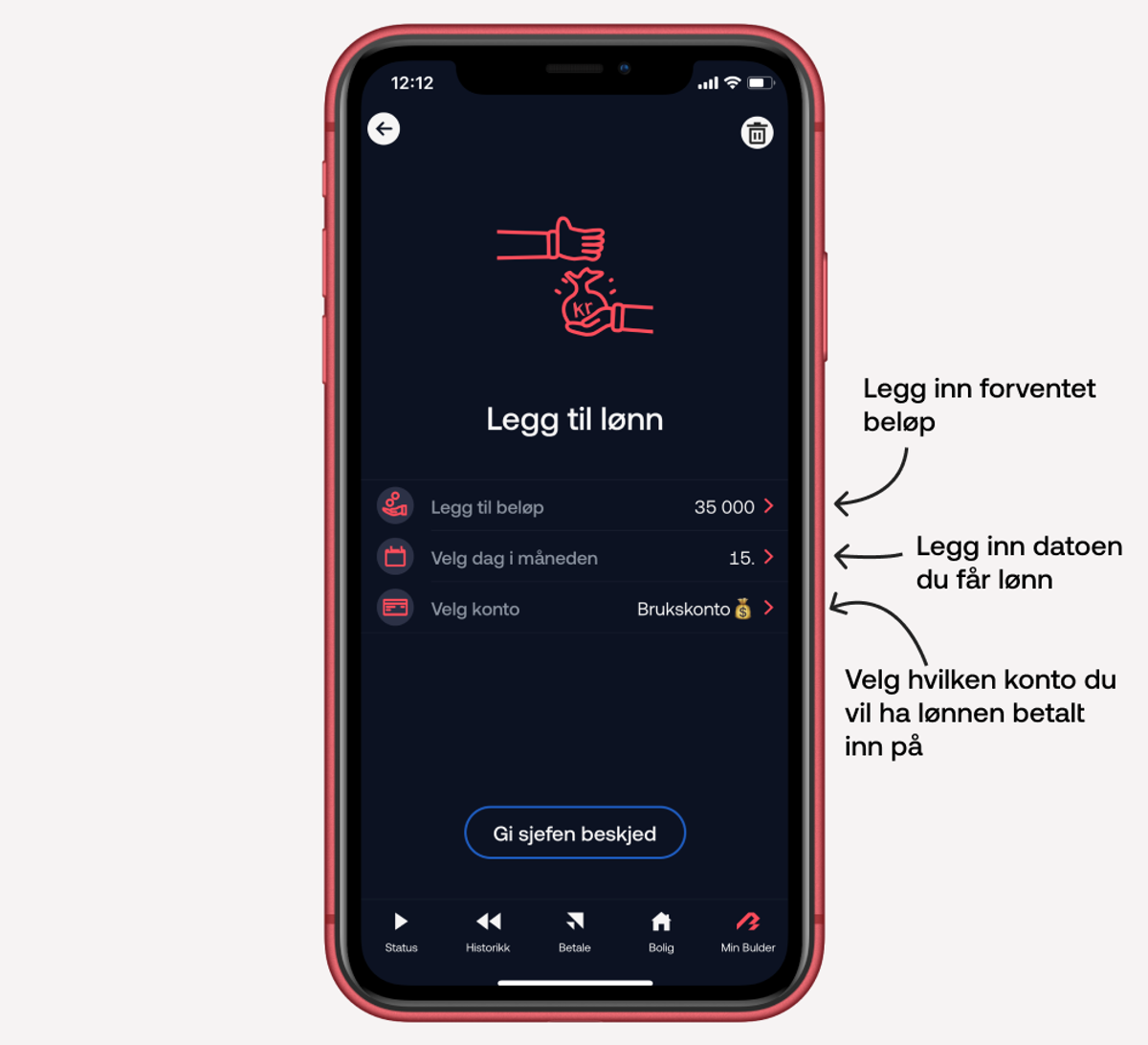 Slik legger du inn informasjon om lønnen din i Bulder-appen