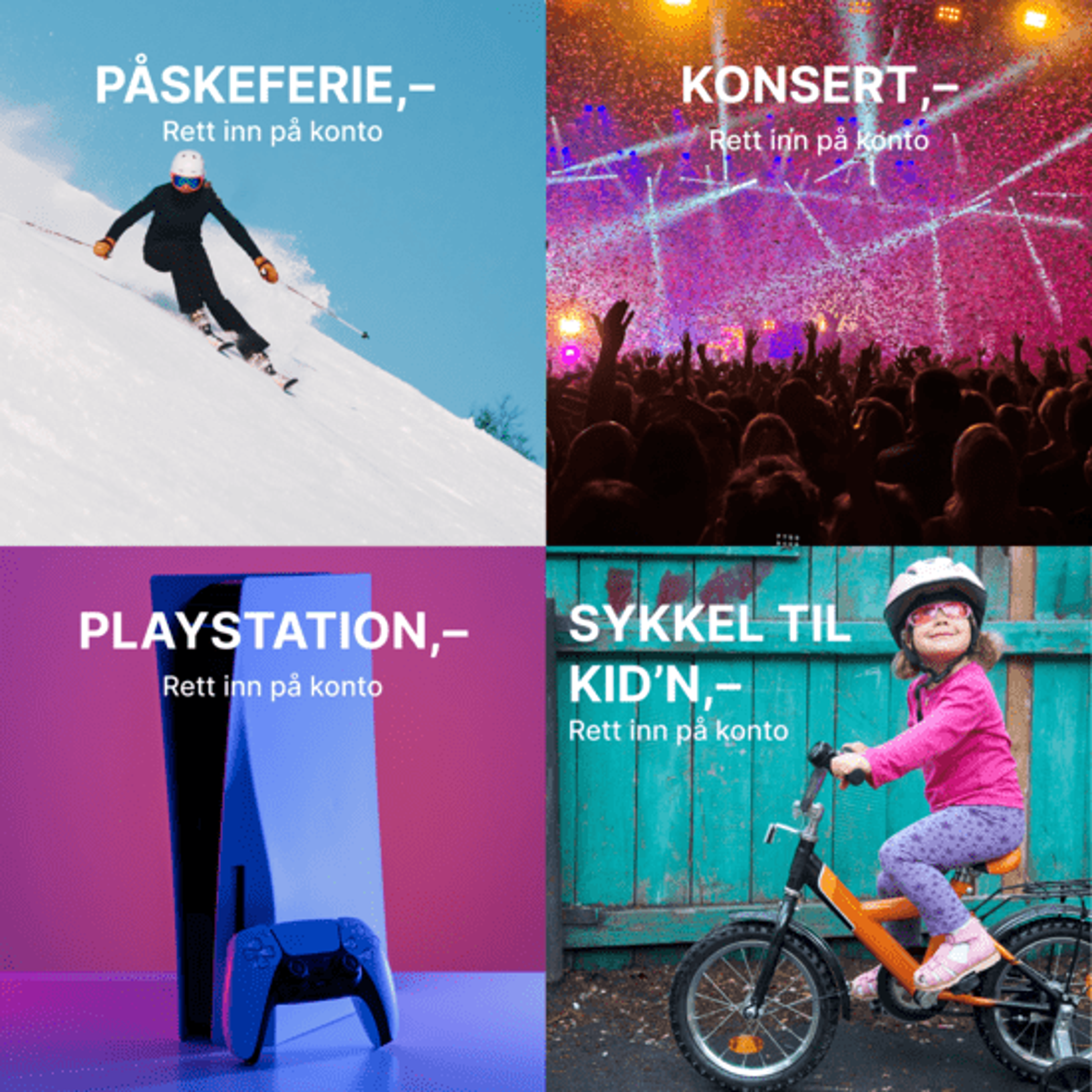 Bilde av ulike aktiviteter du kan bruke kundeutbyttet ditt på