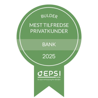 Emblem av at Bulder vant EPSI rating prisen for 2025 for privatkunder i bank