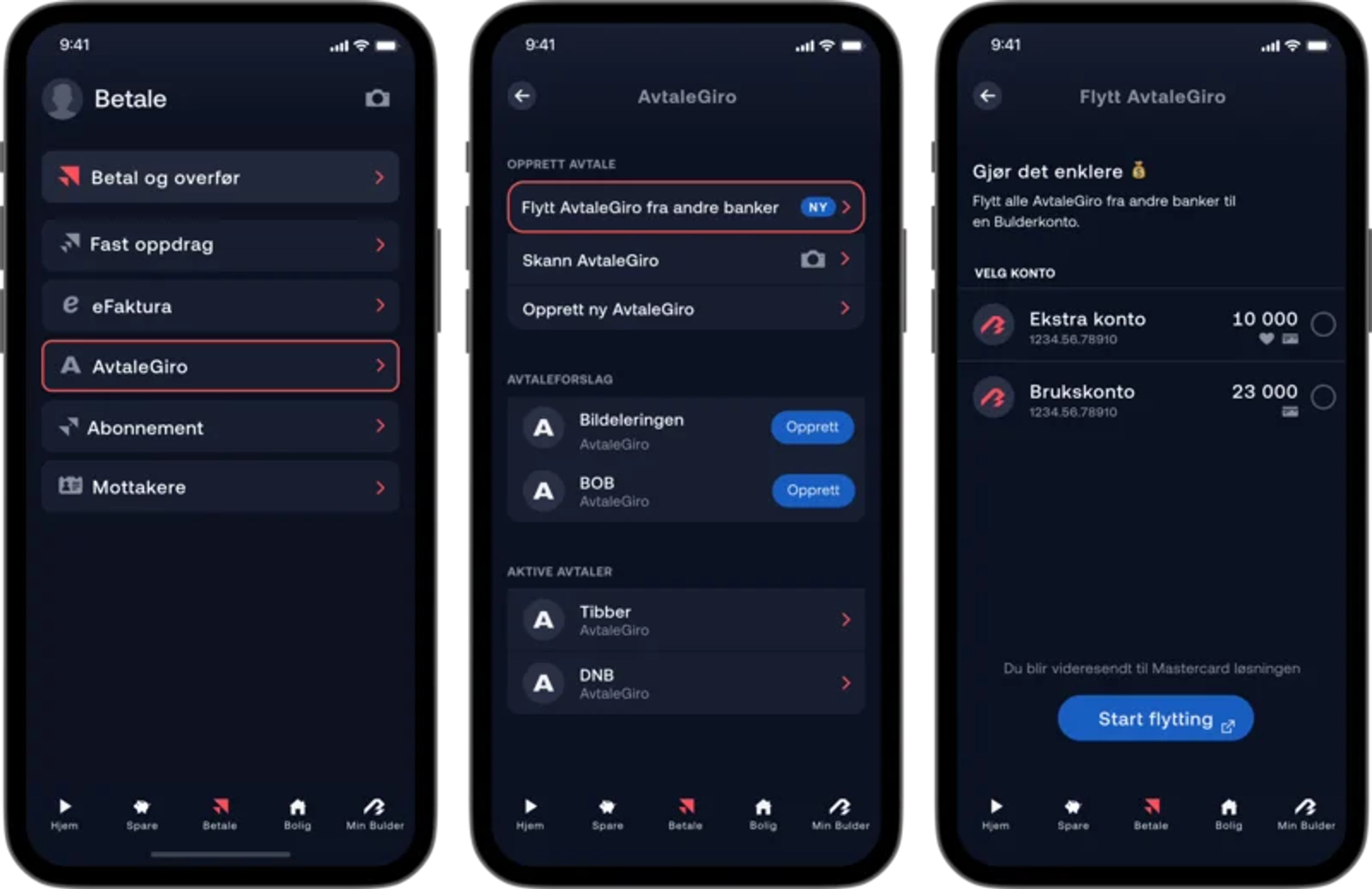 Bilde av flytt av avtalegiro-funksjon i Bulder sin app