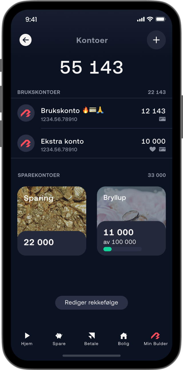 Sparemål i Bulder-appen