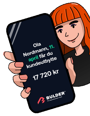 Animasjon av kunde som sjekket belĂžpet i appen