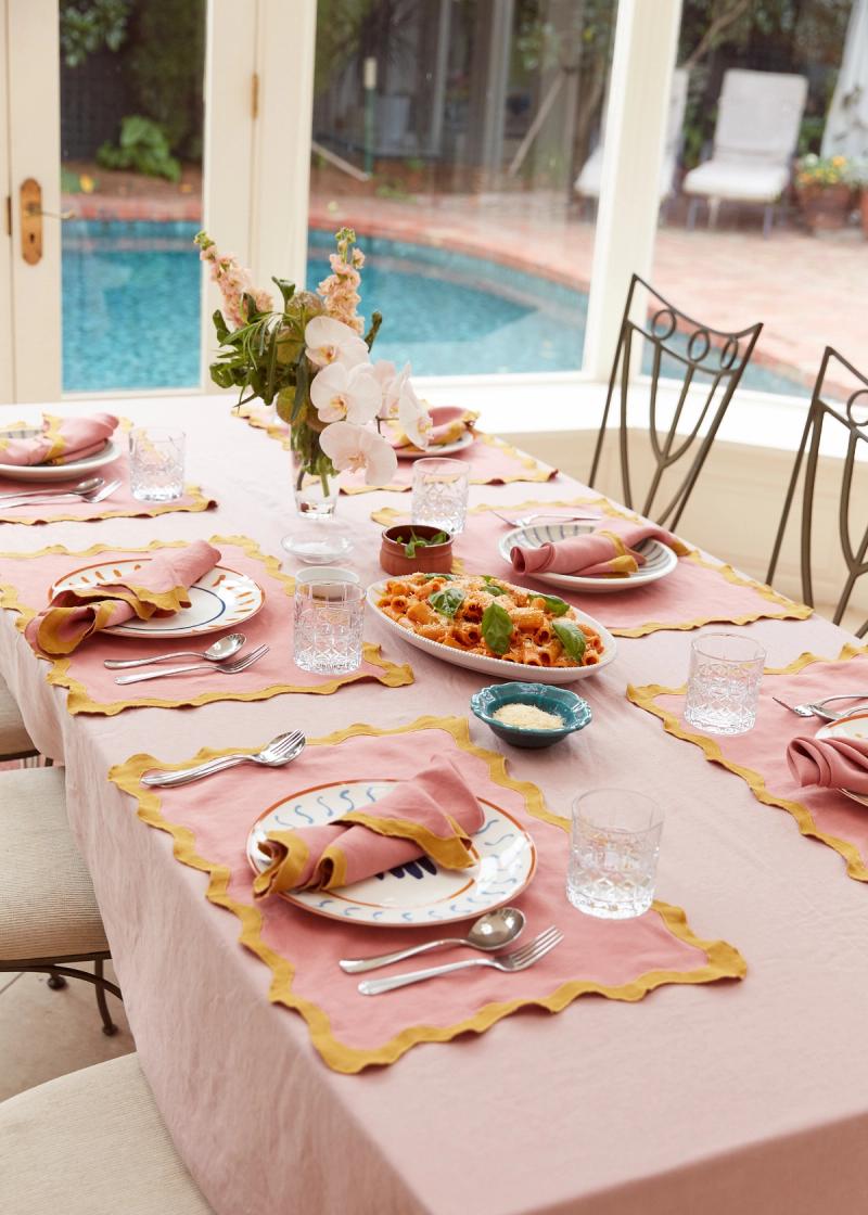 Pink Clay & 100% French Flax Linen Scalloped Napkins (Set of Four)