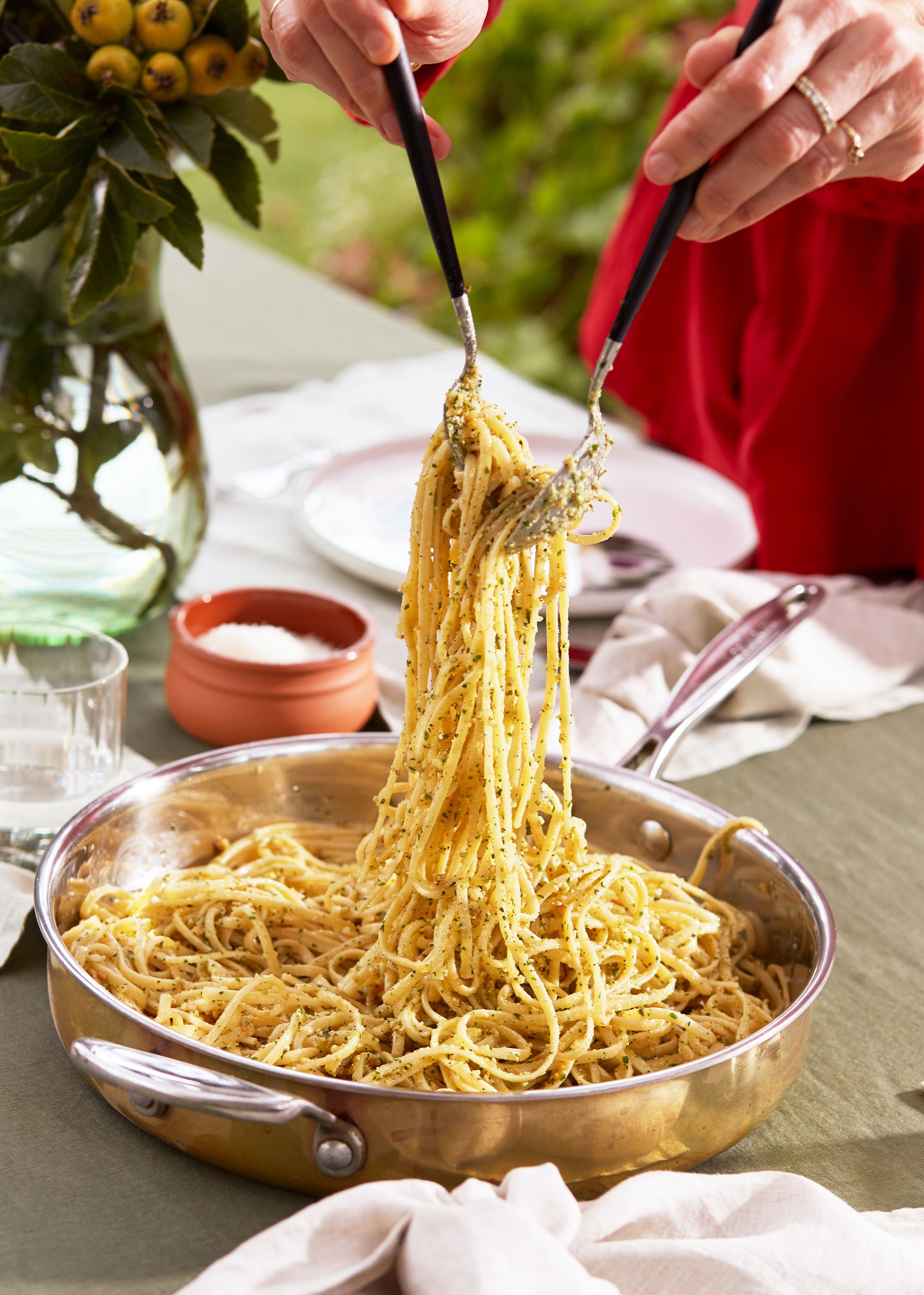 Paola Bacchia's Linguine with Sage and Walnut Pesto – Bed Threads
