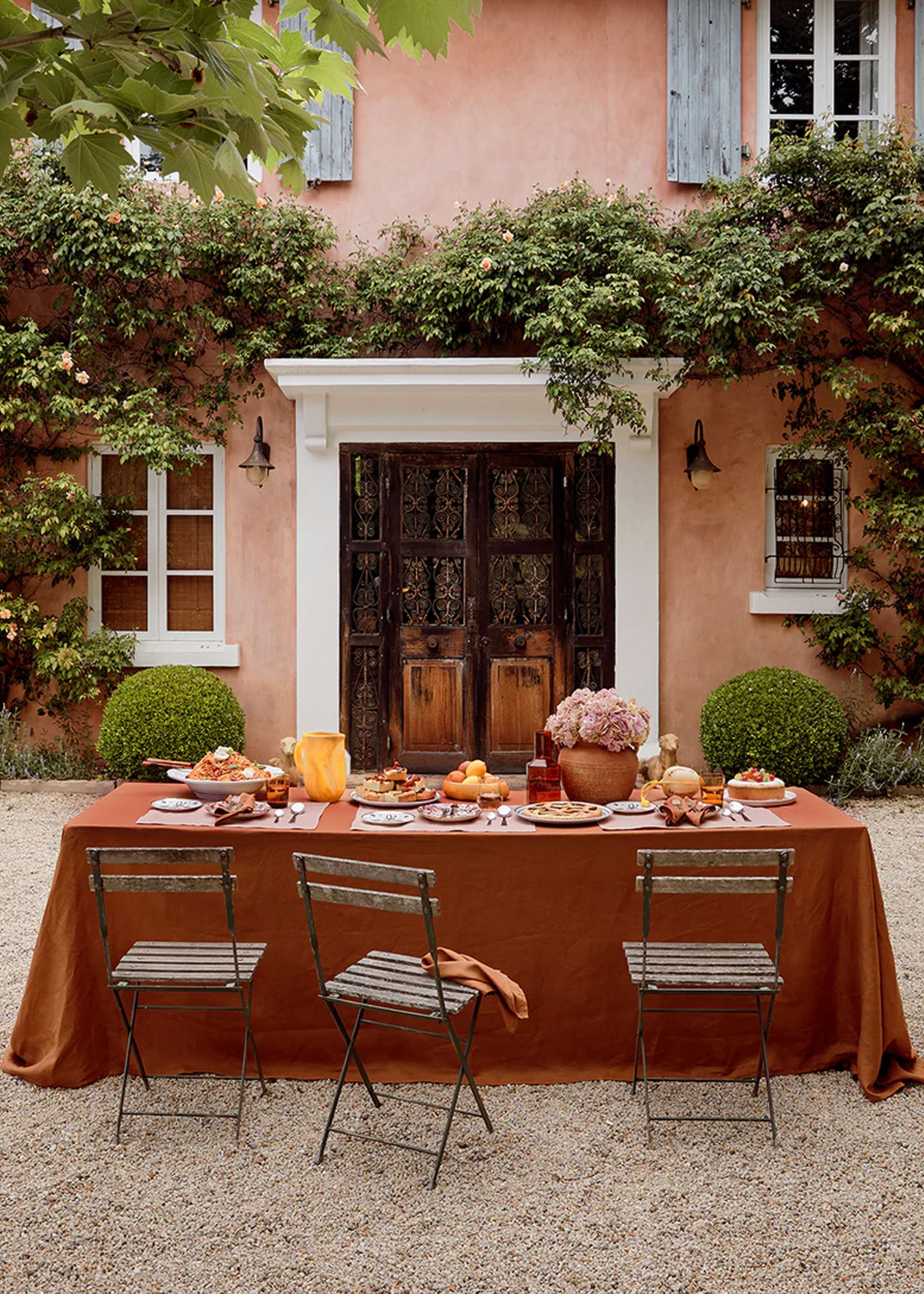 Terracotta & Limoncello 100% French Flax Linen Petal Placemats (Set of Four)