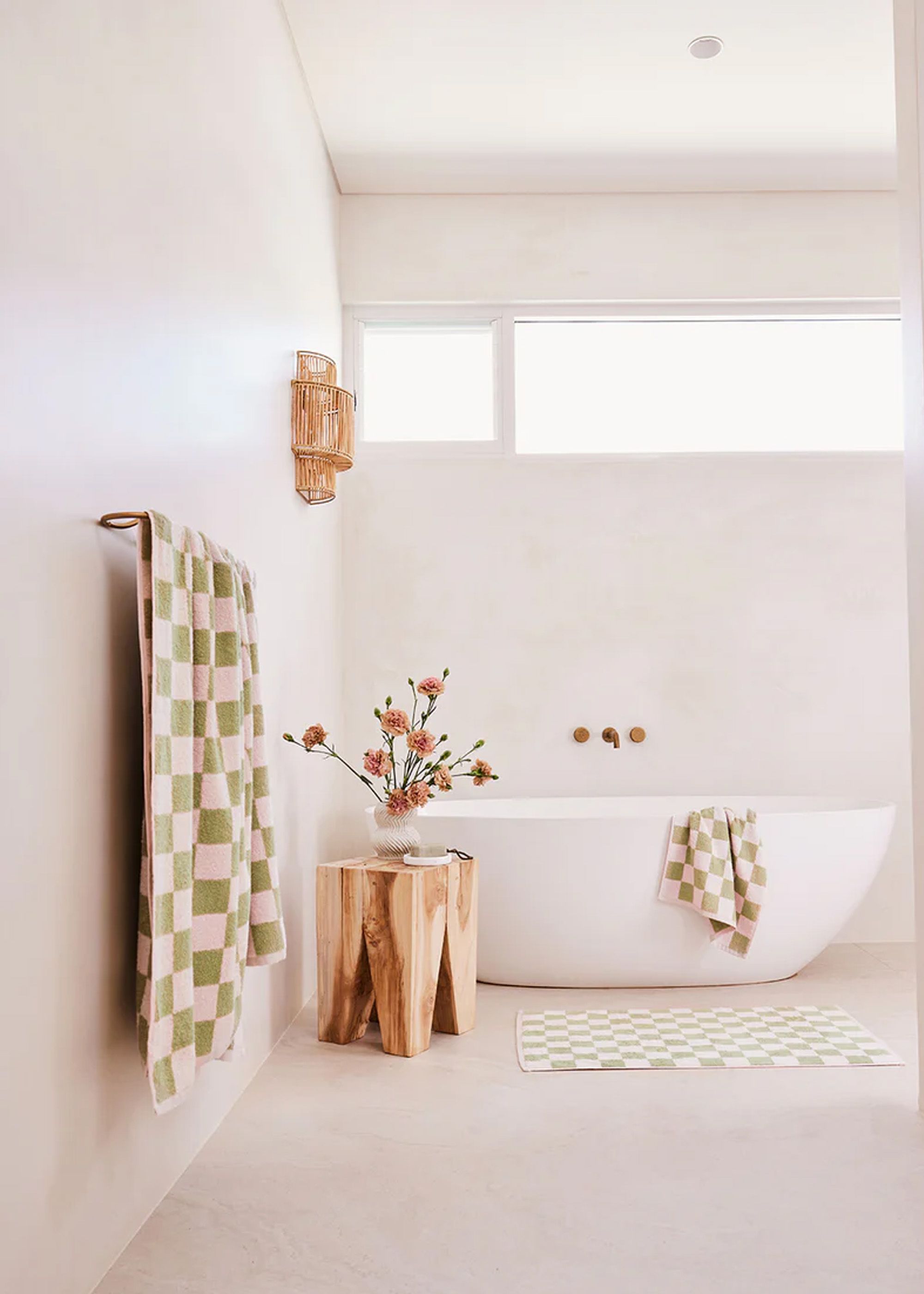 Rosewater & Sage Check Terry Bath Towel Bundle