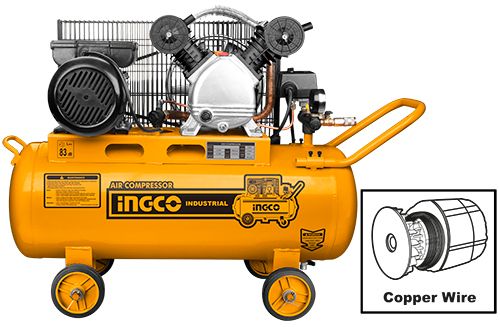 Compresseur d'air INGCO 50 L — 1,5 kW (2 CV), courroie