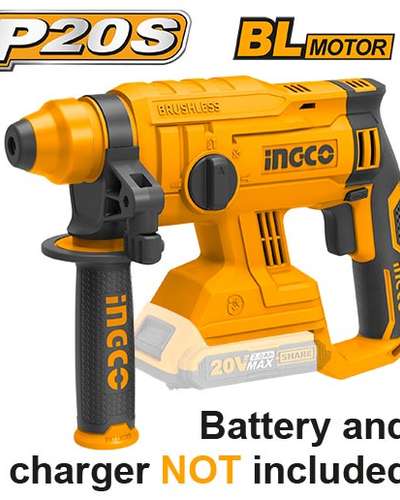 Perforateur burineur sans fil INGCO 20V brushless SDS-Plus — béton 22 mm (sans batterie)