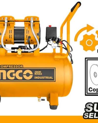 Compresseur d'air INGCO 50 L sans huile — silencieux, 1200 W