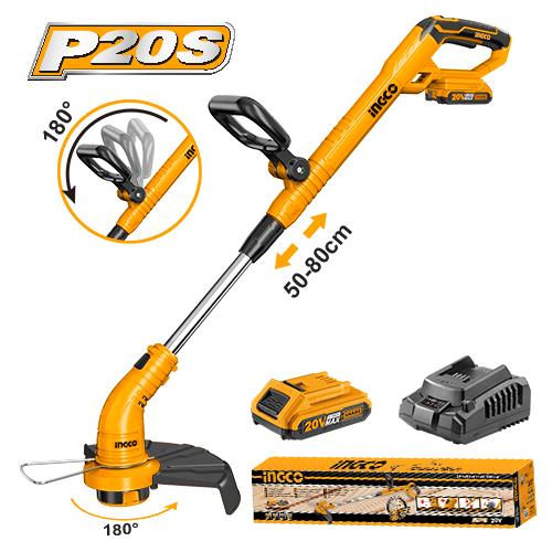 Coupe-bordure sans fil INGCO 20V — batterie 2,0 Ah et chargeur inclus