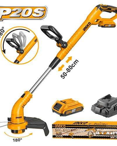Coupe-bordure sans fil INGCO 20V — batterie 2,0 Ah et chargeur inclus