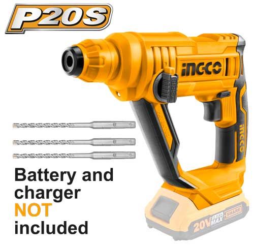 Perforateur sans fil INGCO 20V SDS-Plus — béton 16 mm (sans batterie)