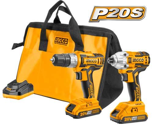 Coffret 2 outils sans fil INGCO 20V — perceuse-visseuse + visseuse à chocs