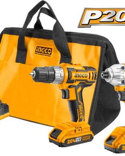 Coffret 2 outils sans fil INGCO 20V — perceuse-visseuse + visseuse à chocs
