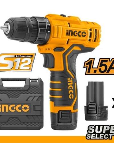 Perceuse-visseuse sans fil INGCO 12V — mandrin 10 mm, 2 batteries