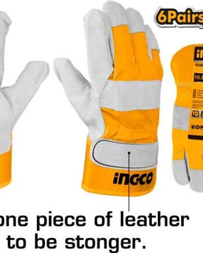 Gants en cuir INGCO manchette caoutchouc — taille 10,5″