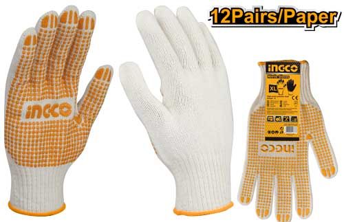 Gants tricotés à points PVC INGCO — taille 10 (XL)
