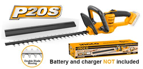 Taille-haie sans fil INGCO 20V — lame 460 mm, sans batterie ni chargeur