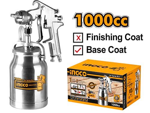 Pistolet à peinture pneumatique INGCO — buse 1,8 mm, couche de base, godet 1 L