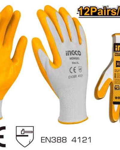 Gants de protection nitrile INGCO paume enduite — taille XL