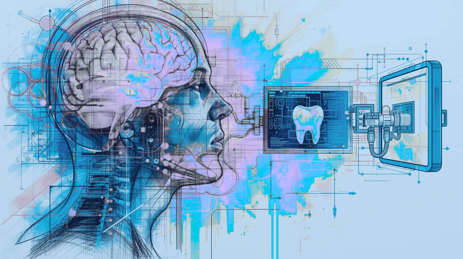 Sketch of Human mind and AI technology 