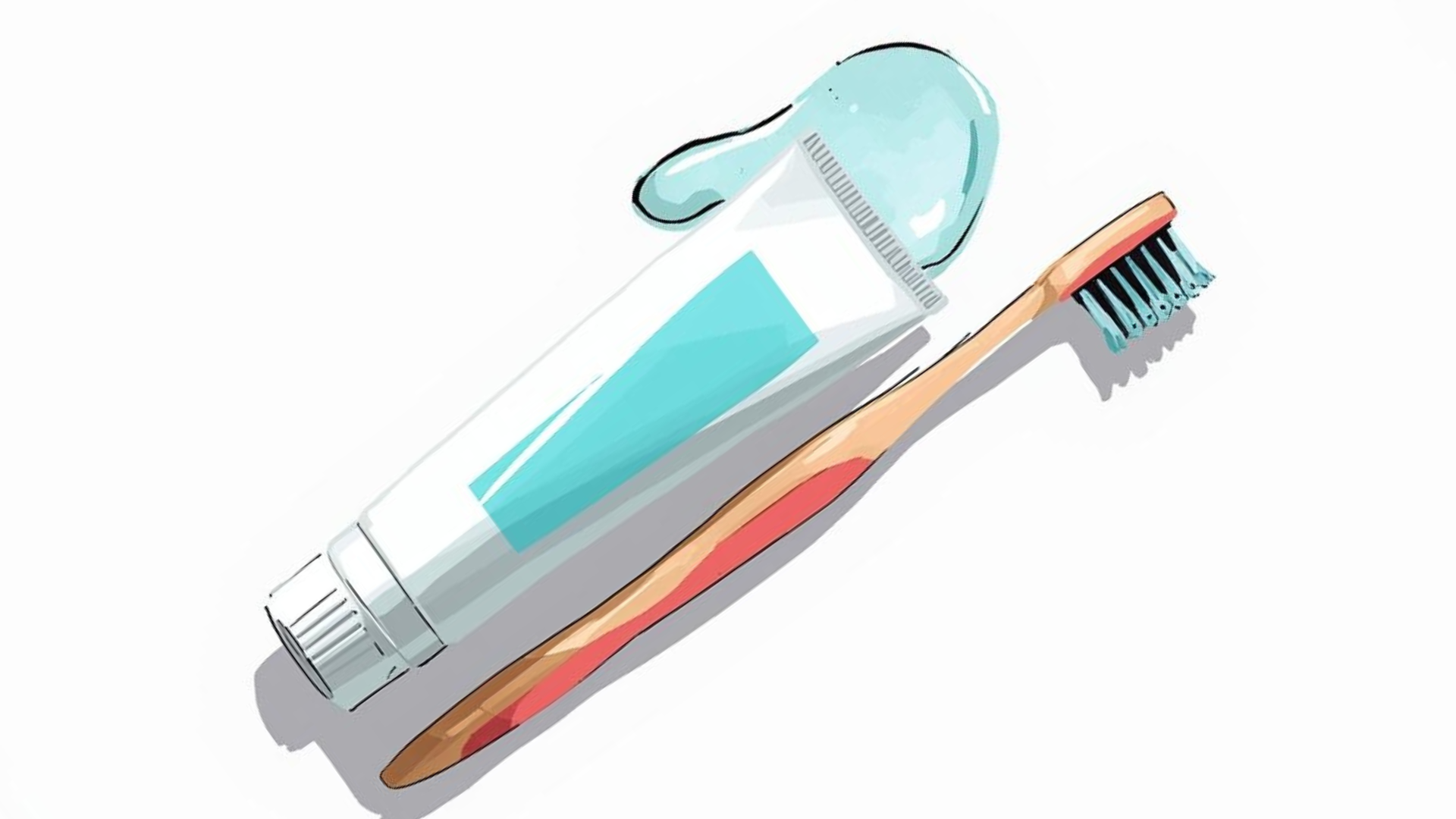 Sketch image of toothpaste and brush 