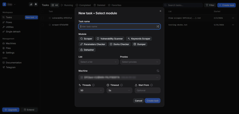 DorkPlus-Aufgaben-Erstellungsfenster