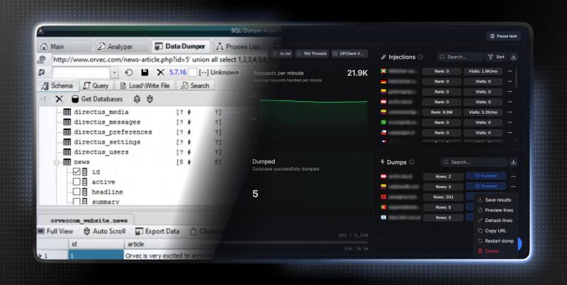 SQLi Dumper 与 DorkPlus 渗透测试软件对比示意图
