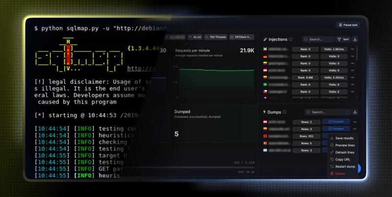 Ilustracja oprogramowania pentesterskiego SQLMap vs DorkPlus