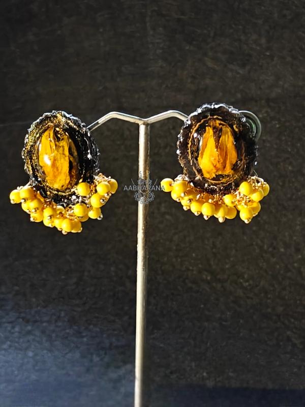 Handmade Marigold Petal Resin Stud Earrings