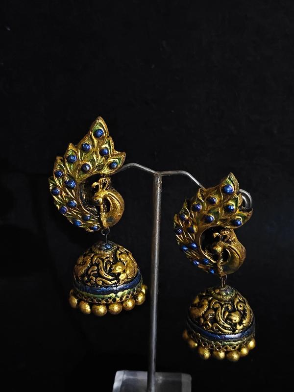 Ethnic Peacock Terracotta Jhumki