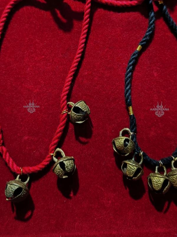 Handmade Brass Ghungroo Bell Necklace - Ethnic Tribal Thread Jewelry
