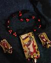 Hand-Painted "Nupur" Motif Necklace Set with Gunja Beads & Ghungroos 2