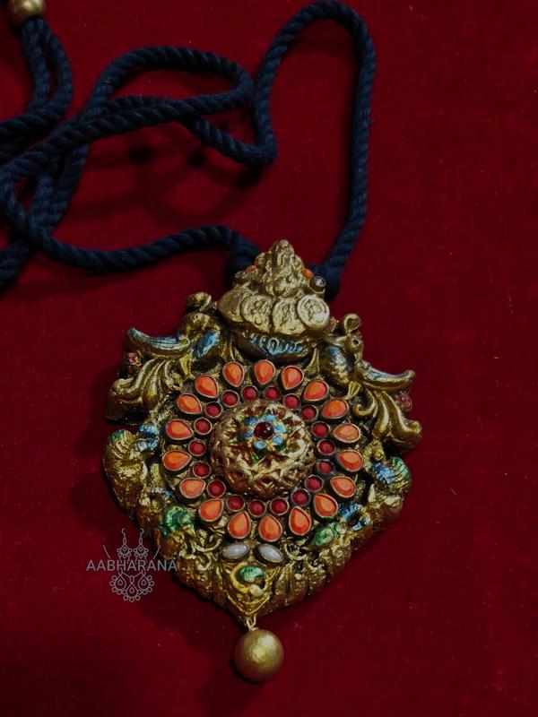 Handcrafted 'Surya' Sun-Medallion Terracotta Jewelry - Clay Art Statement Piece