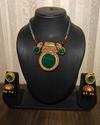 Emerald Green Traditional Palakka Pendant with Thread Chain 1