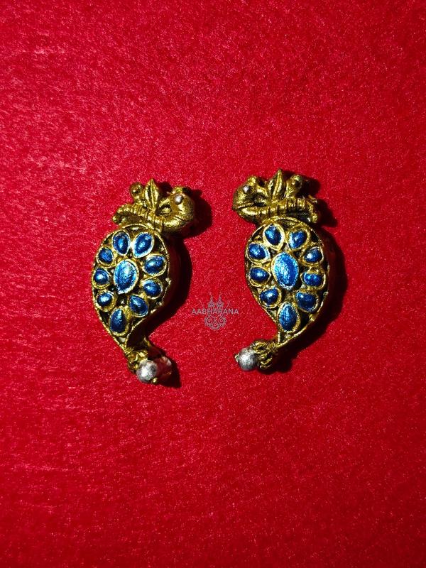 Regal Peacock handcrafted Stone Studs
