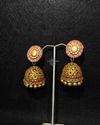 Floral Mandala Necklace & Jhumka Earrings - Antique Gold Temple Terracotta Jewelry Set -  1