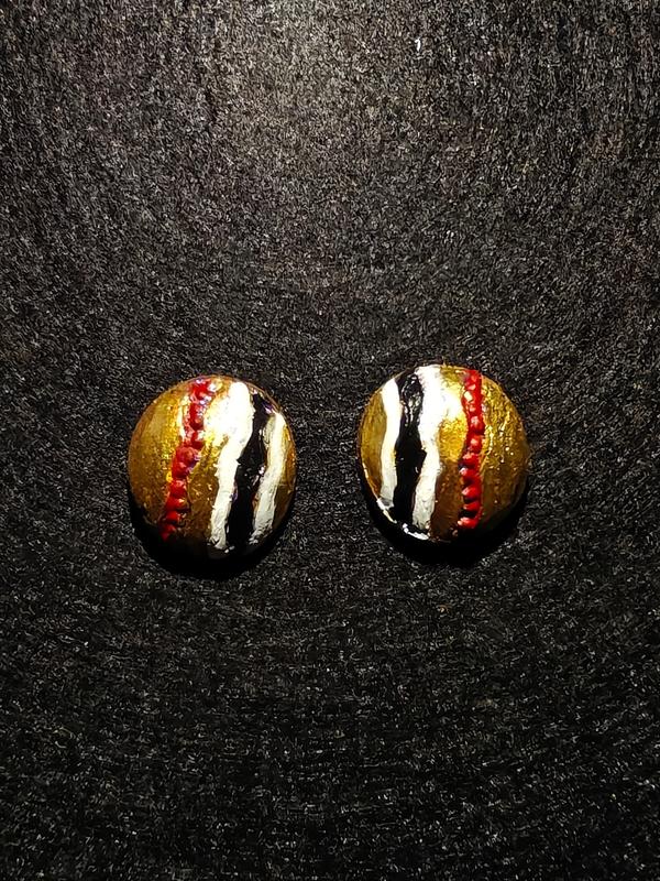 Tribal Inspired Textured Gold-Red- Black Handcrafted Studs