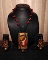 Hand-Painted "Nupur" Motif Necklace Set with Gunja Beads & Ghungroos 1