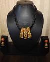 Black Beaded Mangalsutra Model Necklace with Jhumka Earrings 1