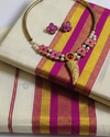 Handcrafted Floral Terracotta Necklace Set with Matching Stud Earrings 2