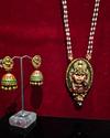 Devi Motif Antique Gold Pendant Necklace with Pearl Chain 3